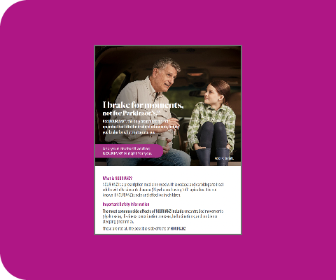 Download the NOURIANZ® (istradefylline) brochure for adults living with Parkinson’s disease